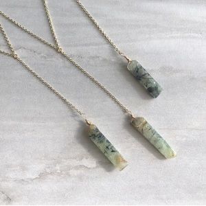 Moss Agate 14k Gold Boho Lariat Necklace